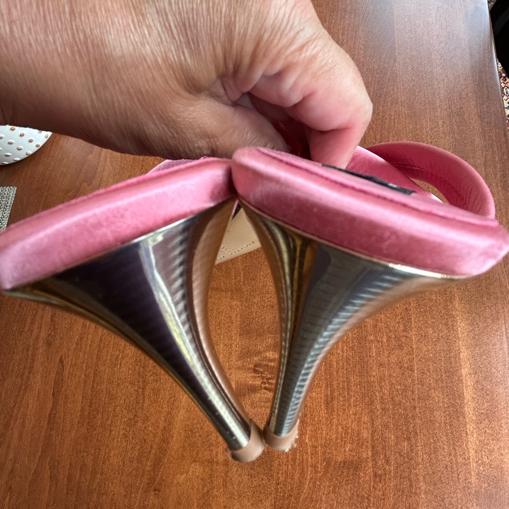 Pink Satin Slide Heels Sandals Size 40 - Picture 7 of 7